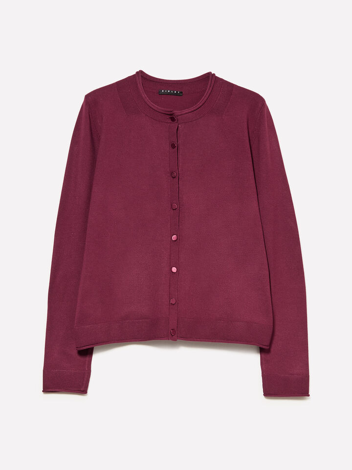 Burgundy regular fit cardigan - women's cardigans - Burgundy | Sisley image number 5